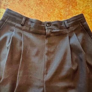 Worthington Women’s Classic Pleated Trousers Side Pockets Black Size 14